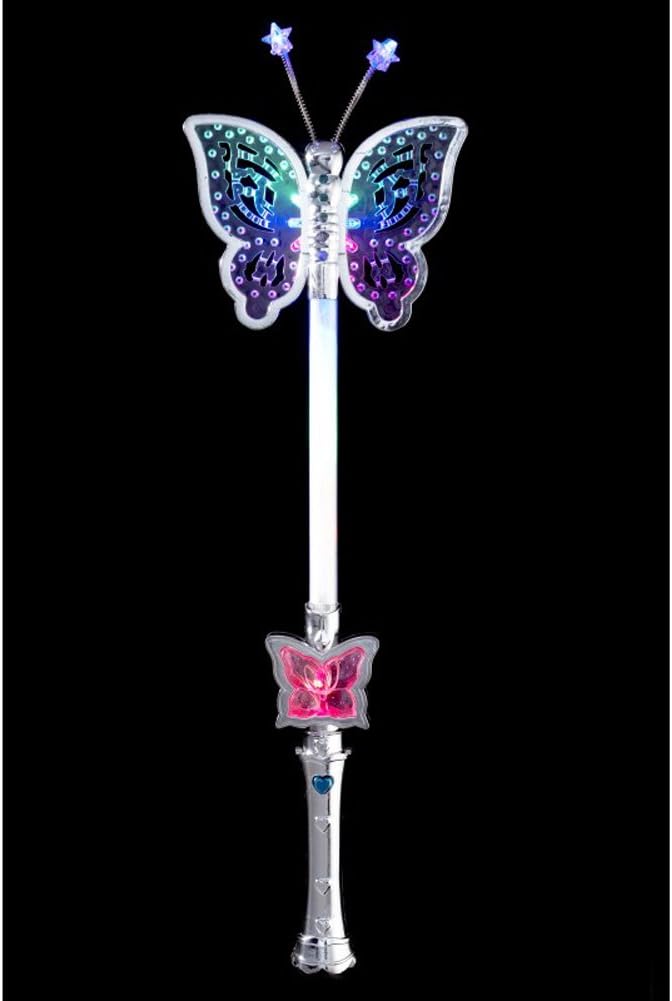 LED Light Up Butterfly Fairy Wand for Kids Fun Pretend Play & Music Toy