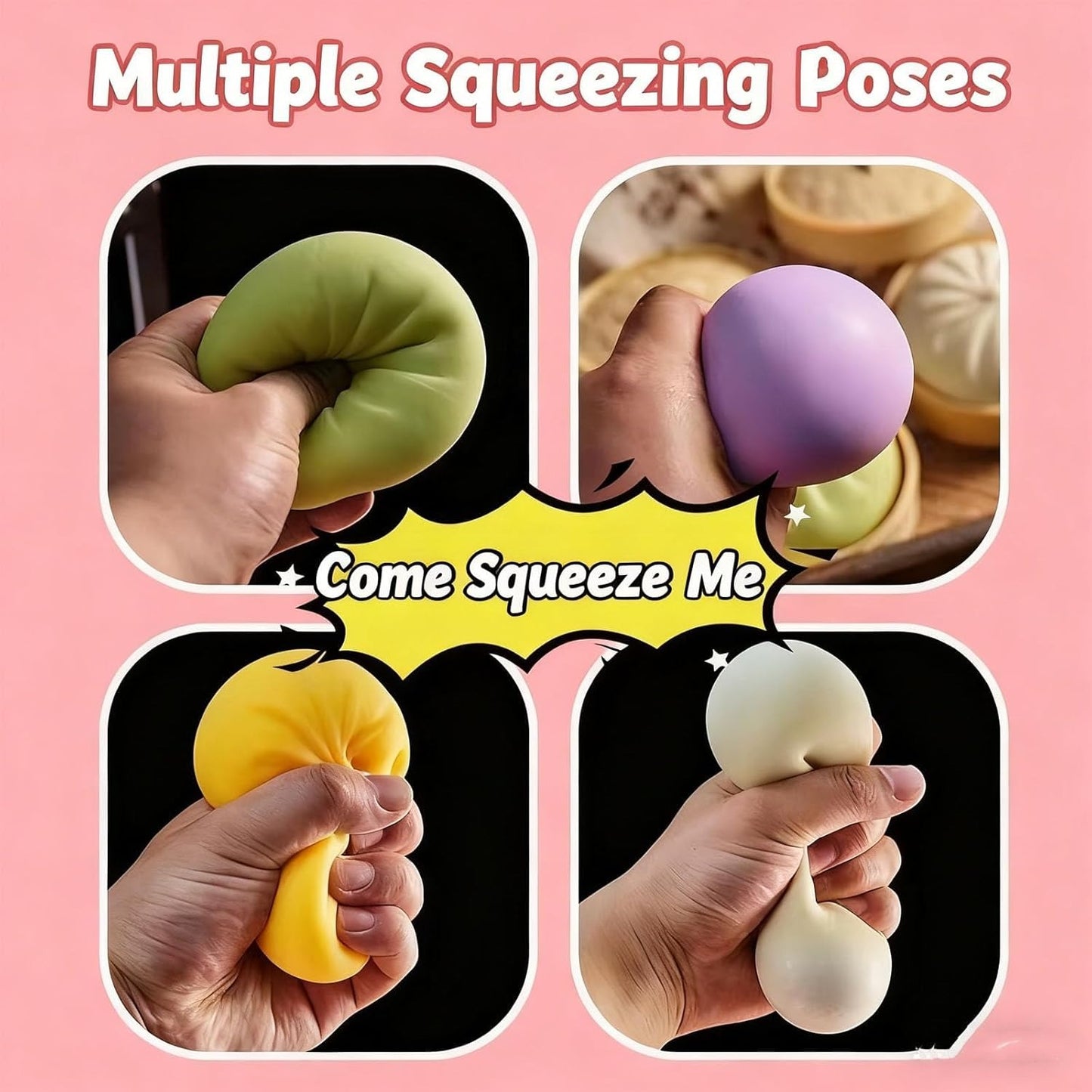 Mini Dumpling Squishy Toy 5cm Soft Surprise Toy Set with Bamboo Box
