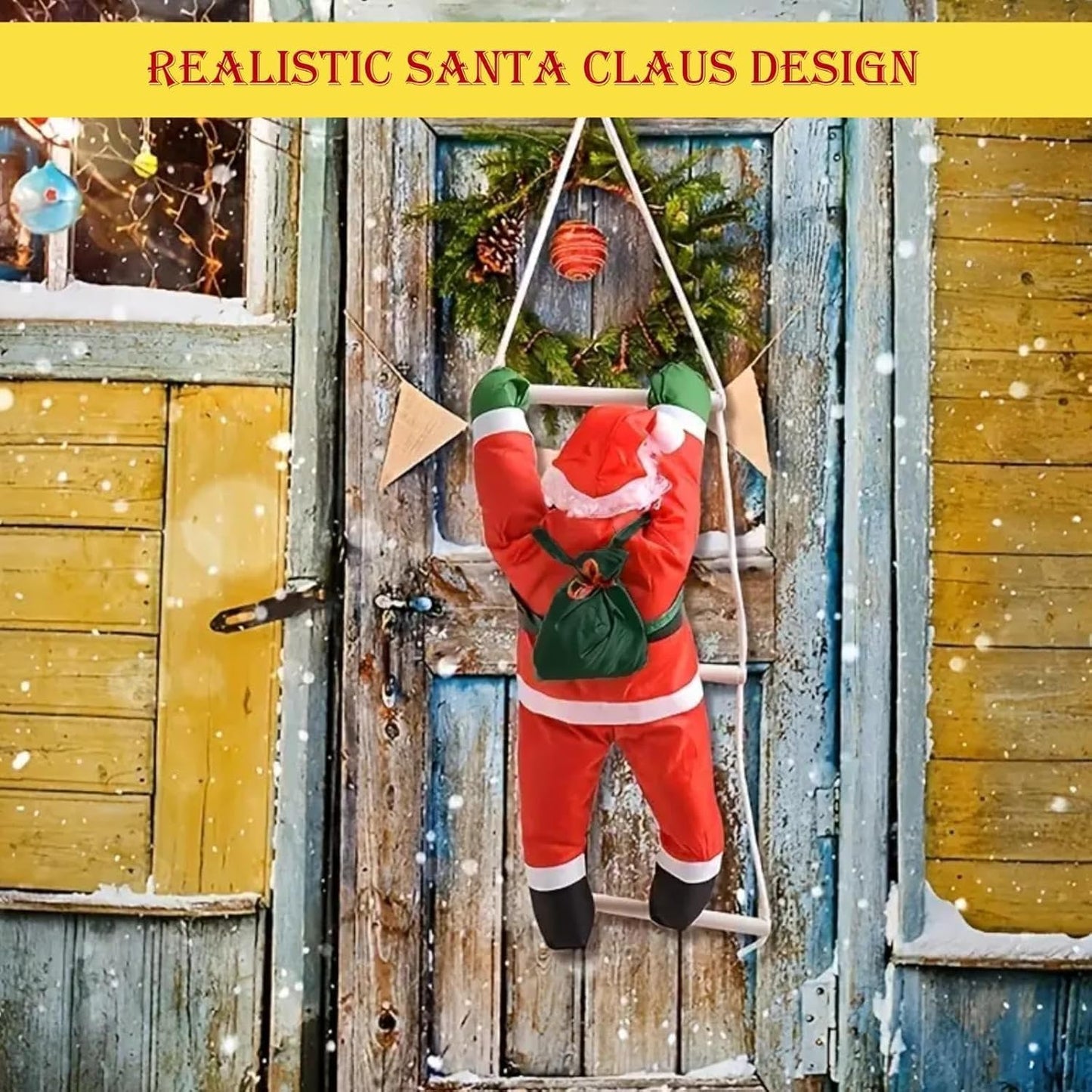 Budget Store UK Santa Ladder Climbing Toy - Lightweight Christmas Santa Festive Indoor & Outdoor Decor 90 cm