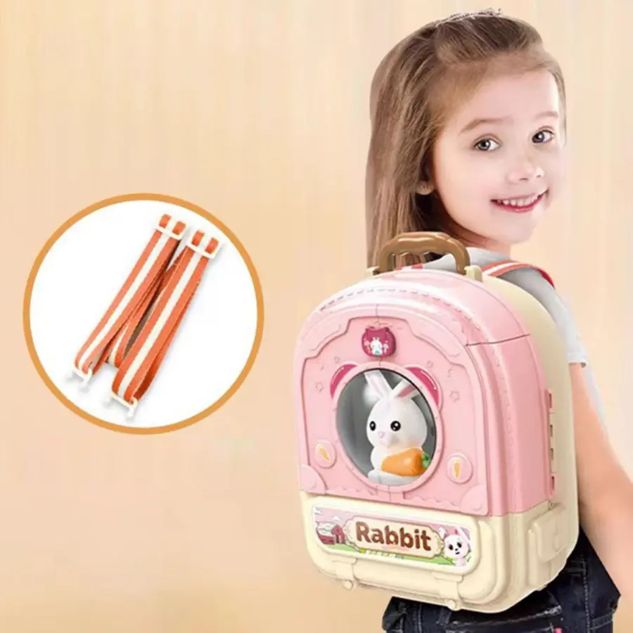 Children Rabbit Pet Care Bag - Adventure Backpack with Rabbit Toy