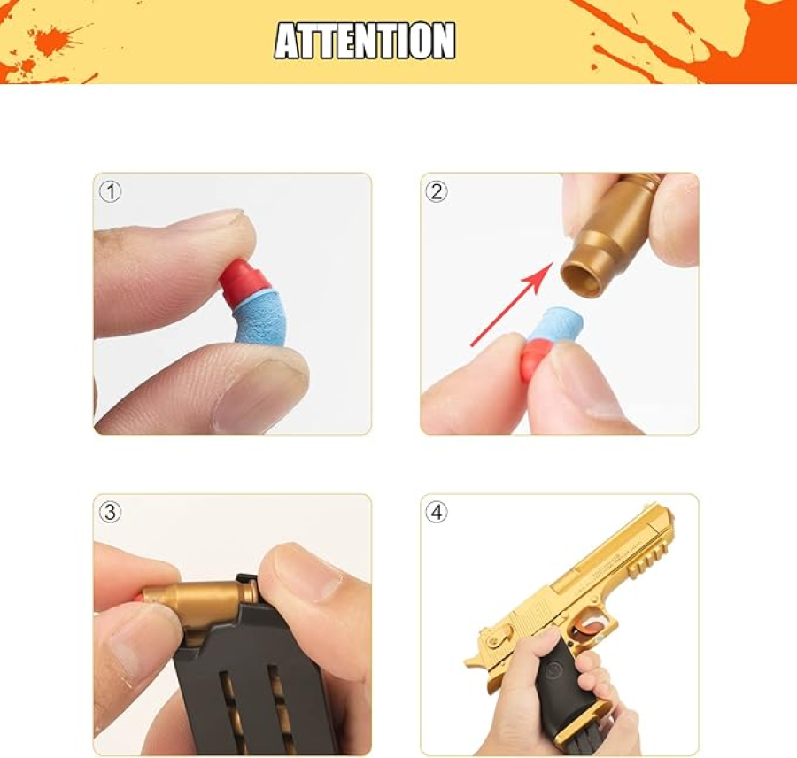 Desert Eagle Toy Gun - Realistic Soft Bullet Gun for Safe Play