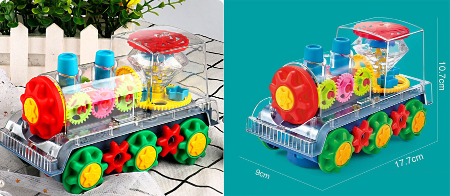 Transparent Electric gear train, Battery Operated with Lights & Sounds
