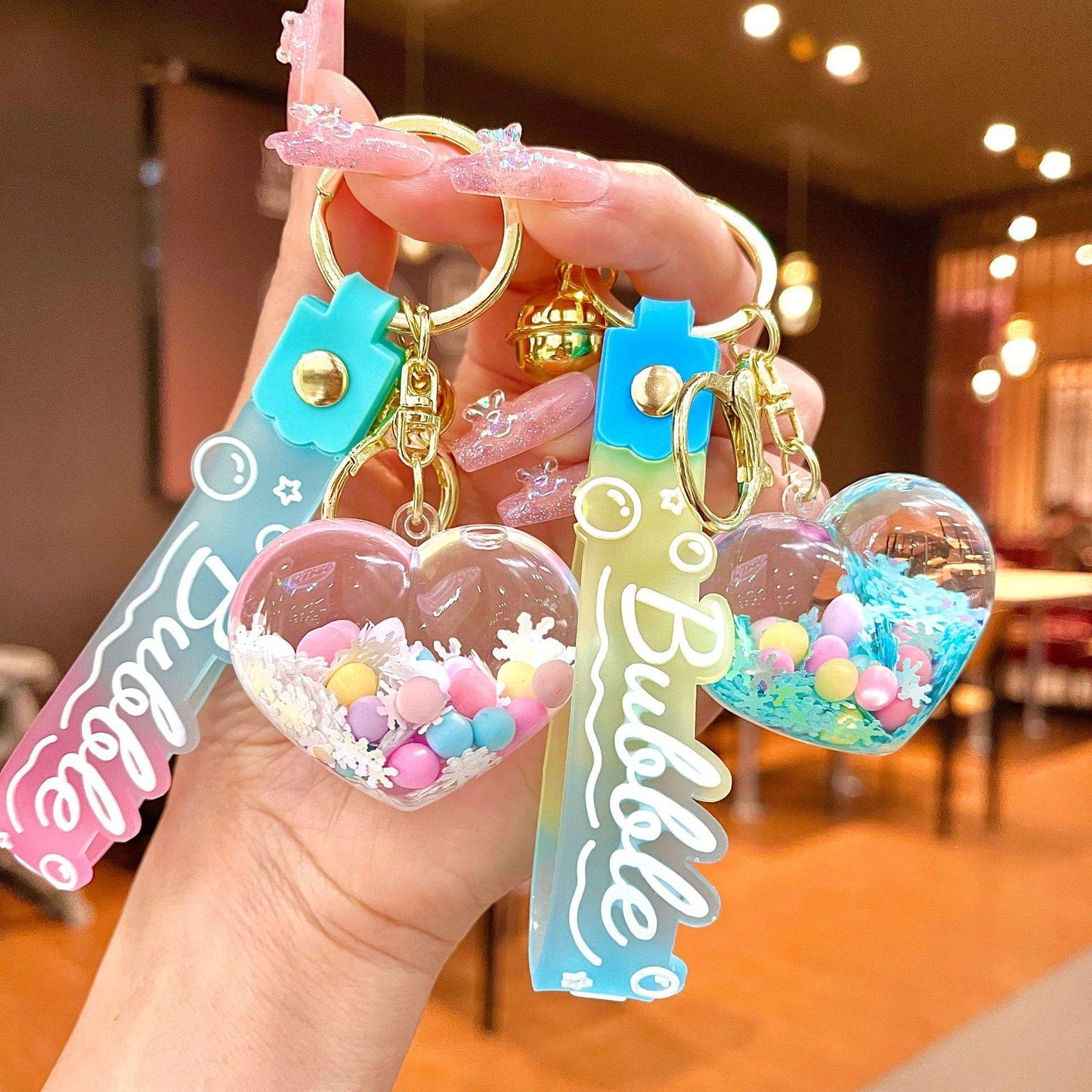 Love Shaped Oil Keyring Bag Fun & Cute Key holder Toy Accessory Heart Keychain
