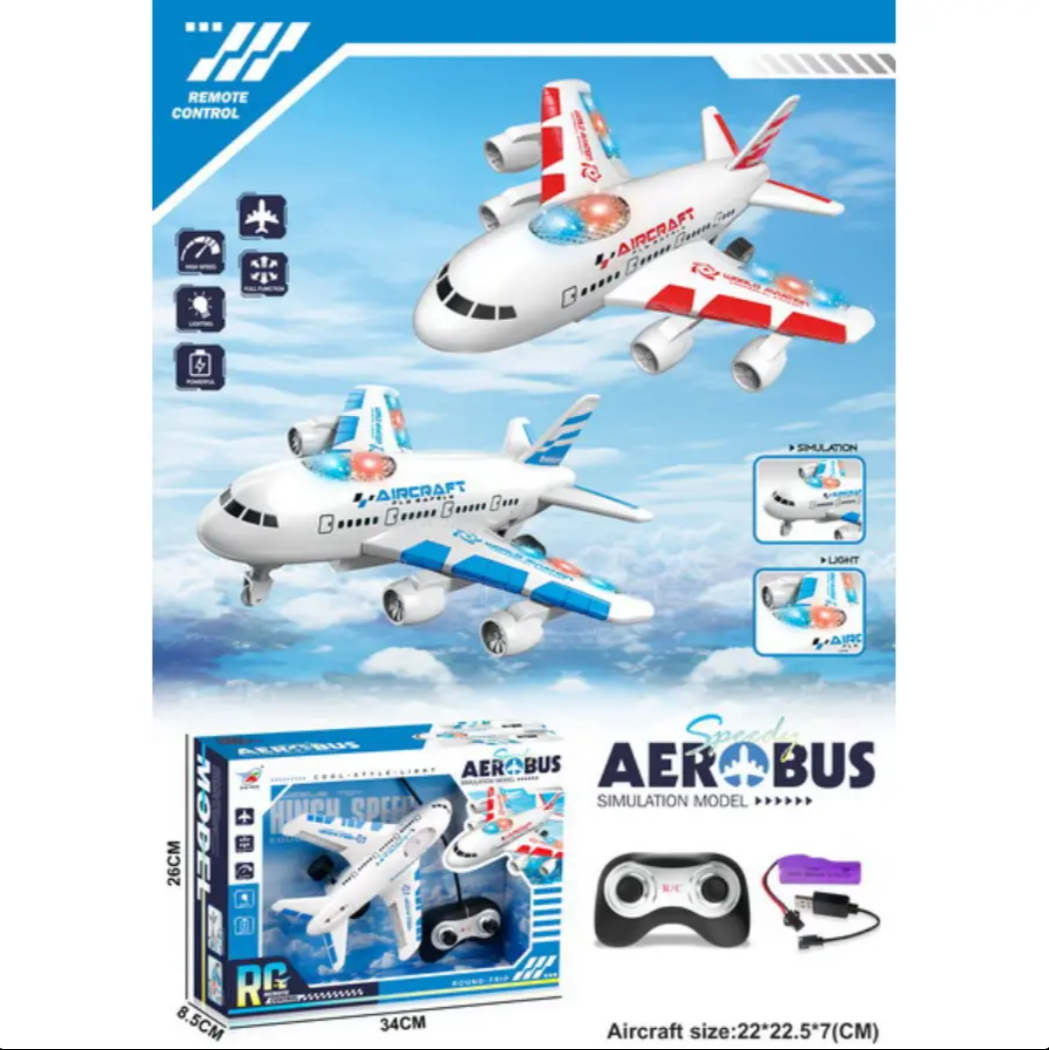 Aerobus Plane Toy - RC Rechargeable Plane, Airplane with Lights and Sounds