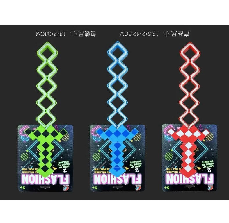 Flashing LED Pixel Neon Sword Toy Set for Kids Party Favor Toy Weapon Sword