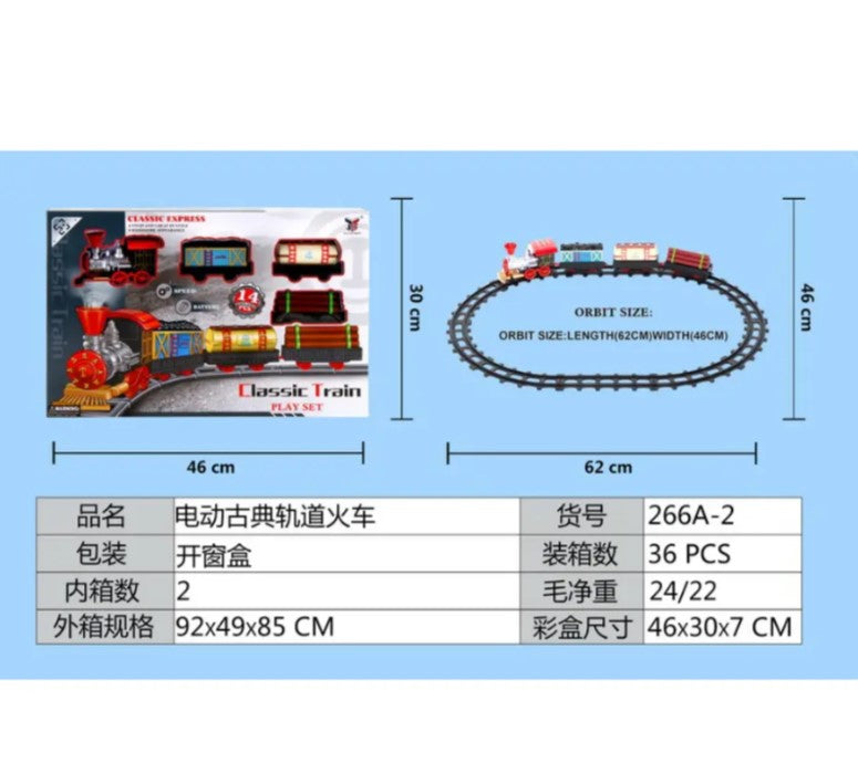 Classic Train Set with Light & Sound Electric Toy Train Track Set for Kids