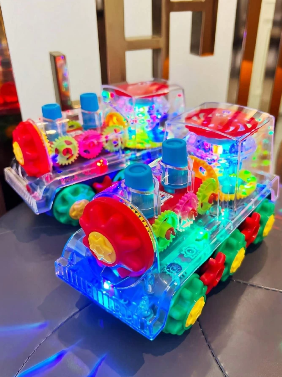 Transparent Electric gear train, Battery Operated with Lights & Sounds