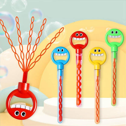 32 hole smiley face bubble wand handheld bubble blower toy for kids outdoor garden beach and party fun