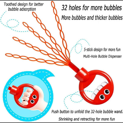 32 hole smiley face bubble wand handheld bubble blower toy for kids outdoor garden beach and party fun