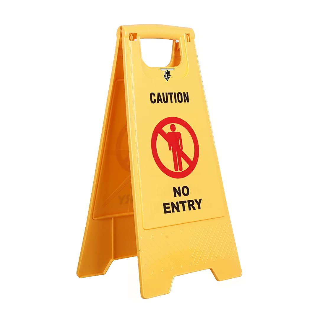 No Entry Safety Stand - ABS Plastic Foldable Yellow Caution Sign Board