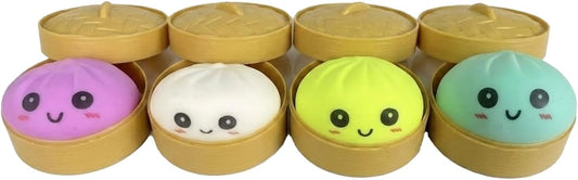 Mini Dumpling Squishy Toy 5cm Soft Surprise Toy Set with Bamboo Box