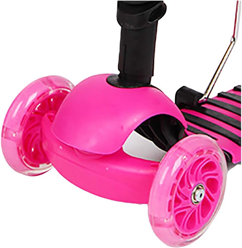 Kids Foldable Scooter - Children's Scooter with Removable Cartoon Basket Seat