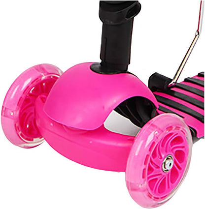 Kids Foldable Scooter - Children's Scooter with Removable Cartoon Basket Seat