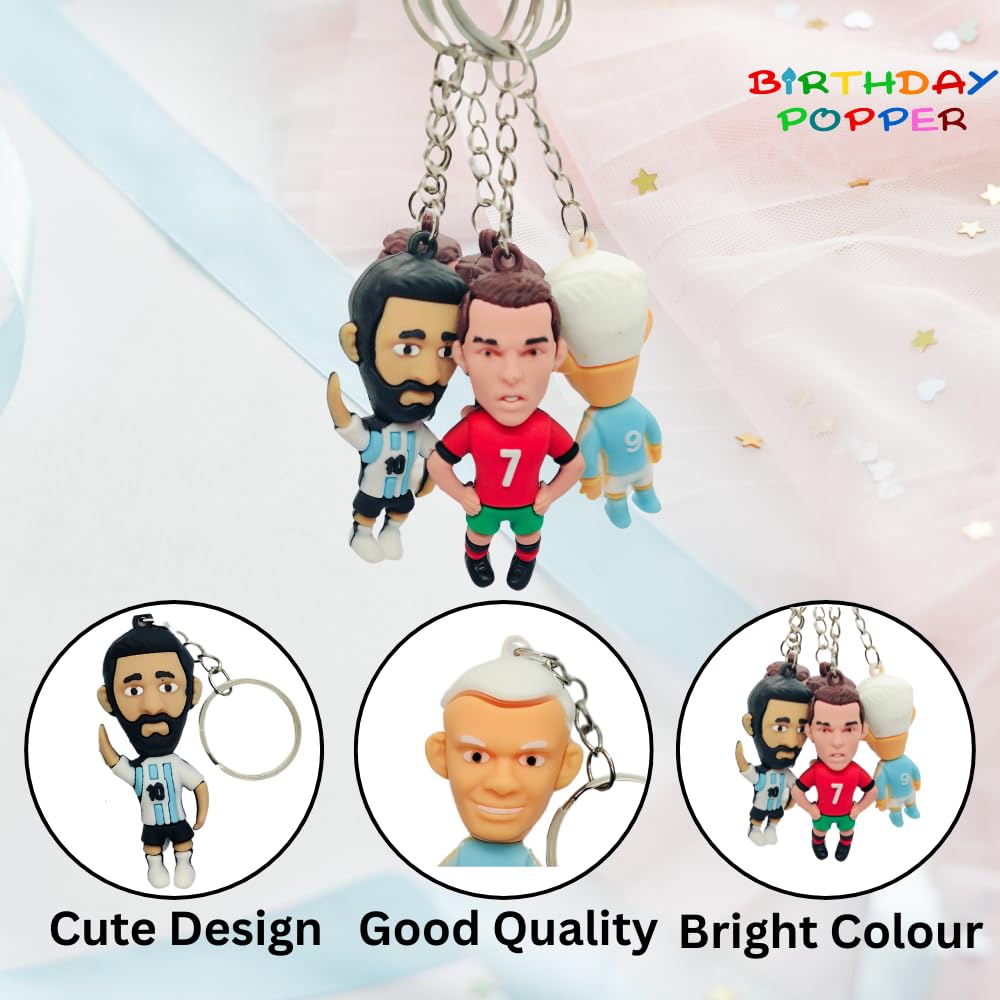 Soccer Star Figure Keyrings Player Figure Key Chain Perfect for Backpacks Bikes