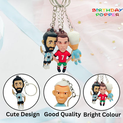 Soccer Star Figure Keyrings Player Figure Key Chain Perfect for Backpacks Bikes