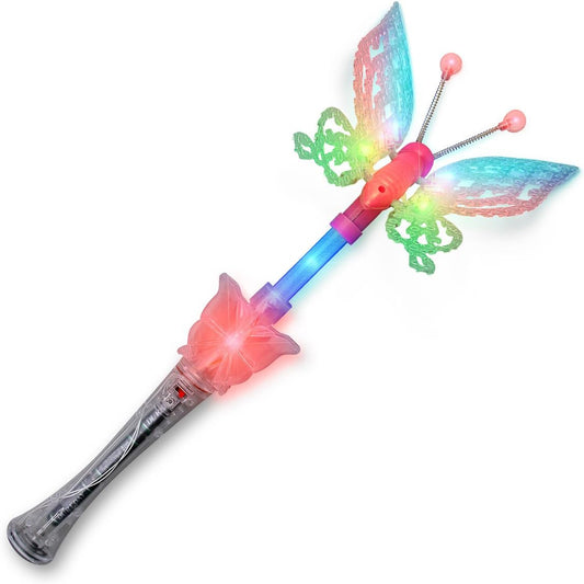 LED Light Up Butterfly Fairy Wand for Kids Fun Pretend Play & Music Toy