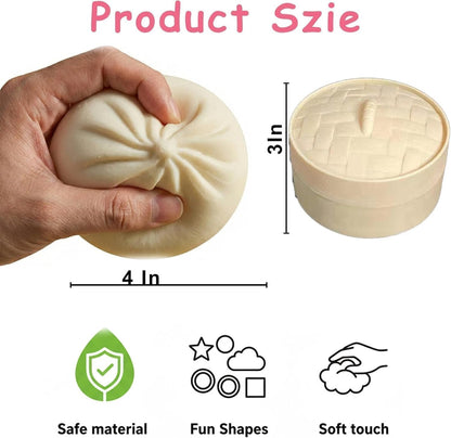 Mini Dumpling Squishy Toy 5cm Soft Surprise Toy Set with Bamboo Box