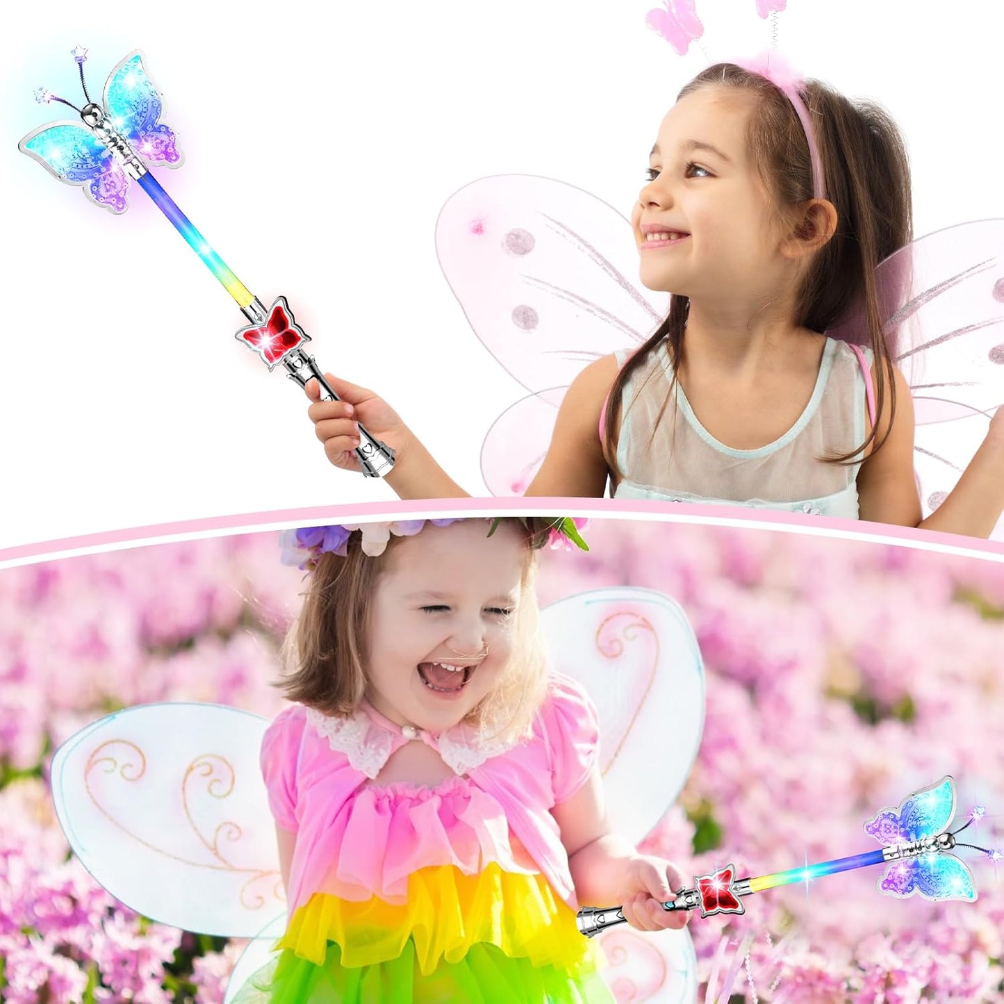 LED Butterfly Wand – 16” Light Up & Music Toy Fairy Butterfly Wand for Kids