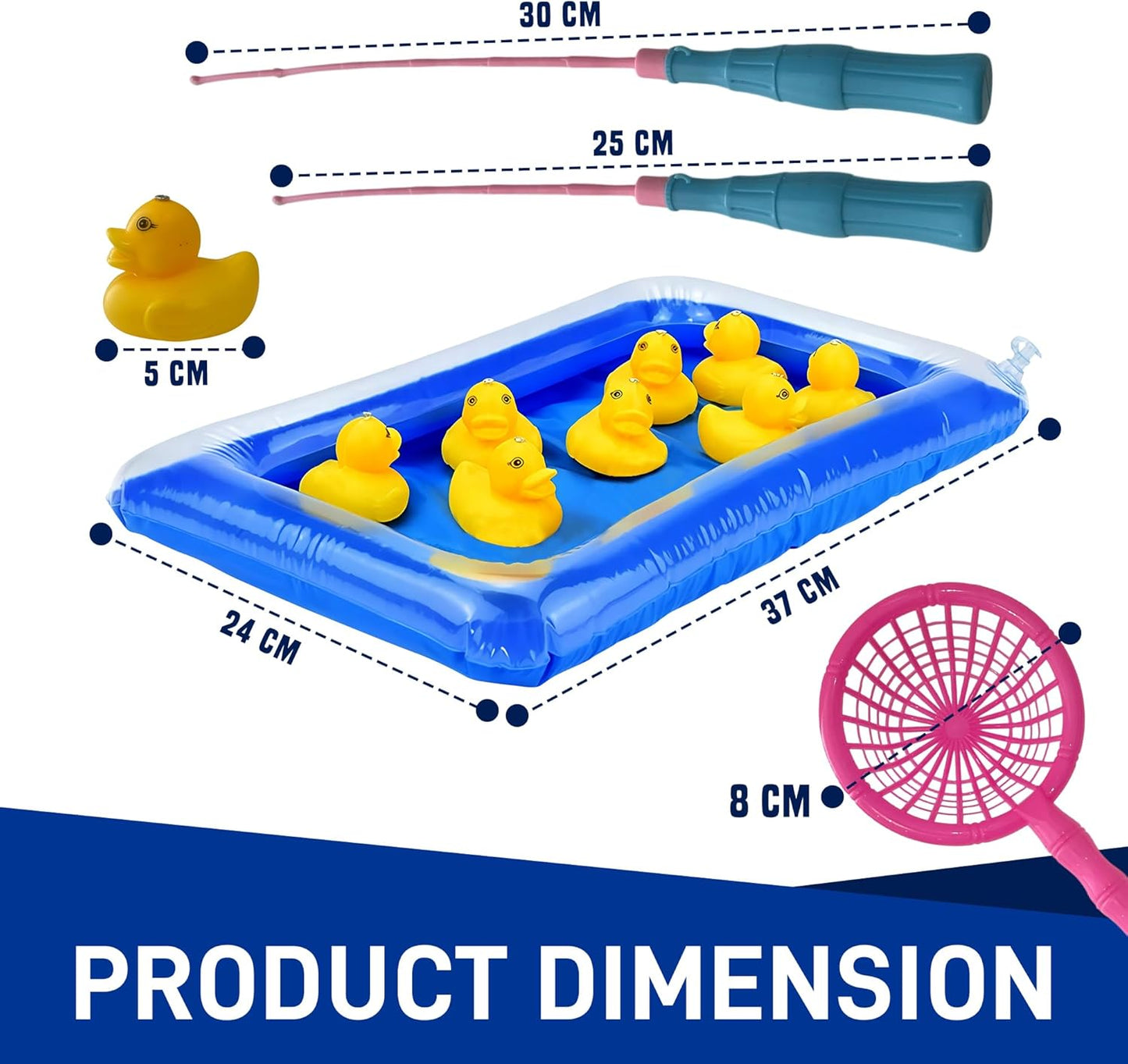 Kids Duck Fishing Pool Toy Bath & Pond Game Set with Rod