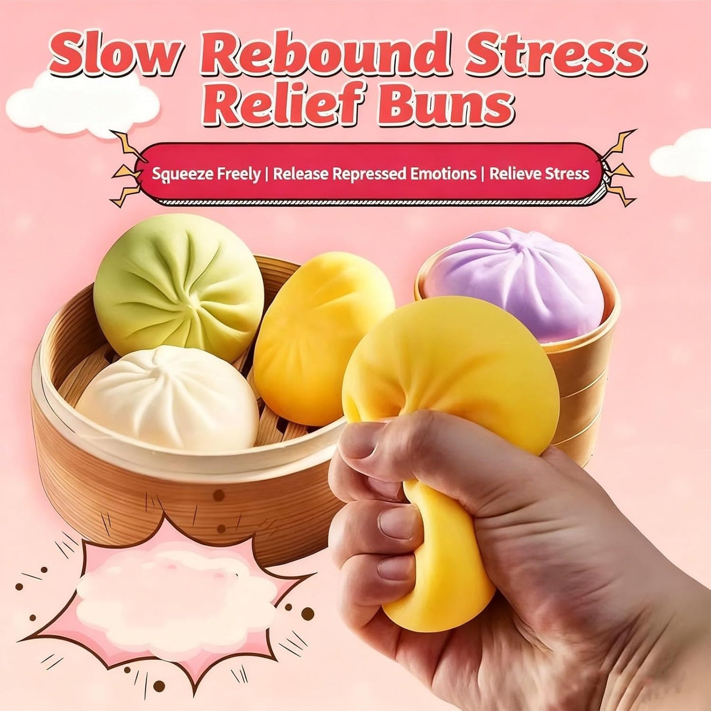 Mini Dumpling Squishy Toy 5cm Soft Surprise Toy Set with Bamboo Box