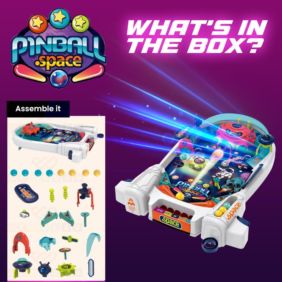 Plastic Mini Pinball Machine Arcade Tabletop Game for Kids