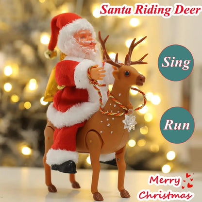 Budget Store UK Riding Santa Claus with Deer - Electric Moving Figure Musical Christmas Toy