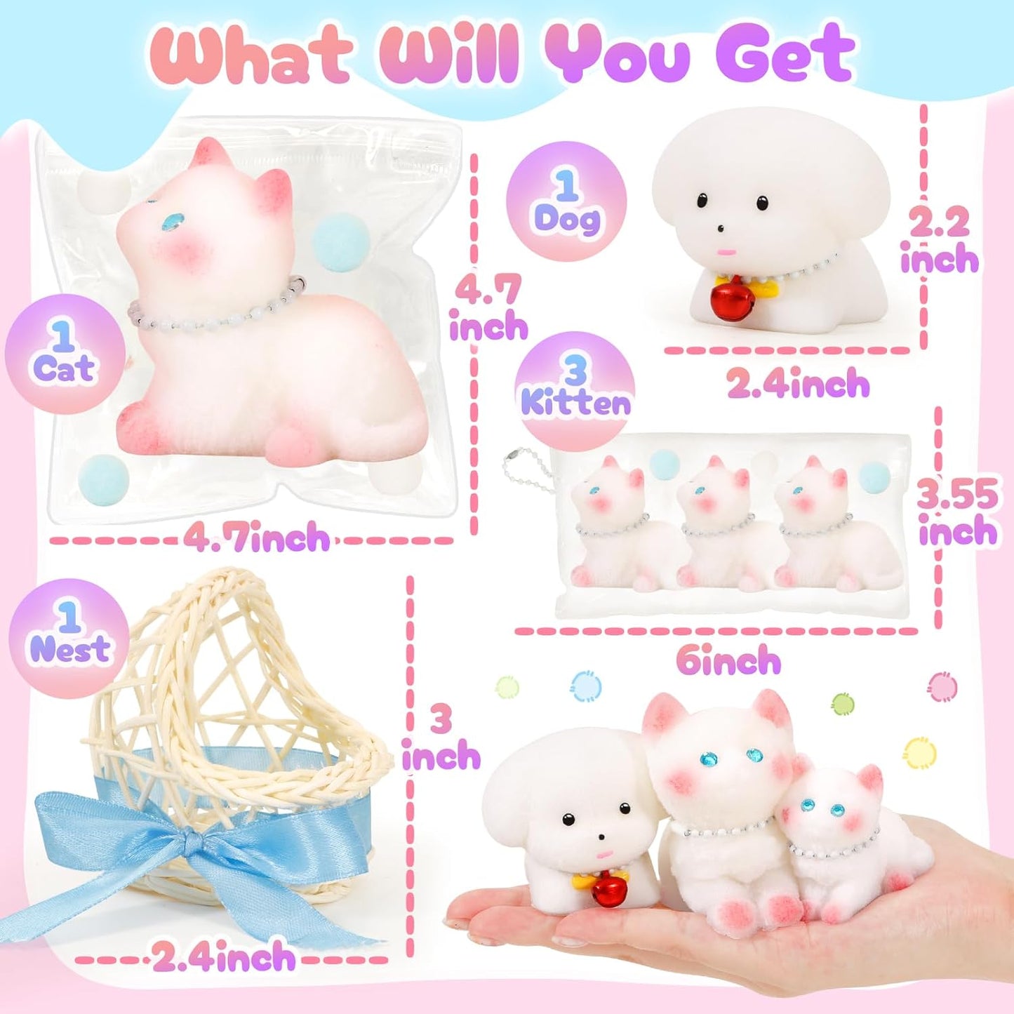 Soft Release Squeeze Cat Toy - Cat Animal Squishy Fidget Toy Kitten Lover Gift