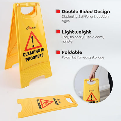 Cleaning Progress Caution Board Wet Floor Yellow Stand Safety Sign Board