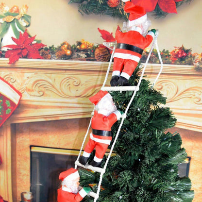 Climbing Santa Claus on Ladder Christmas Santa Doll Hanging Wall Ornaments