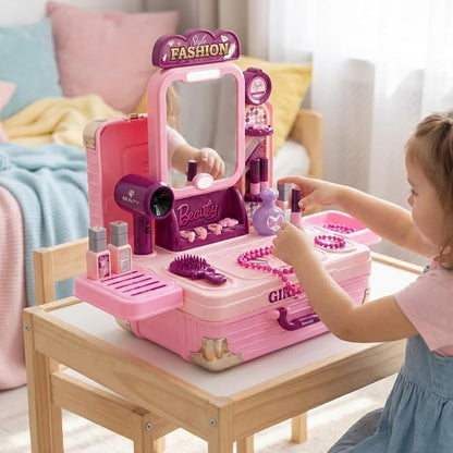 Portable Makeup Vanity Set for Girls with Mirror & Accessories