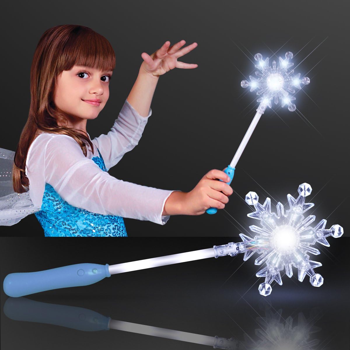 Snowflake Magic Wand Fun Glow Toys Light Up Winter Princess Toy for Kids & Party