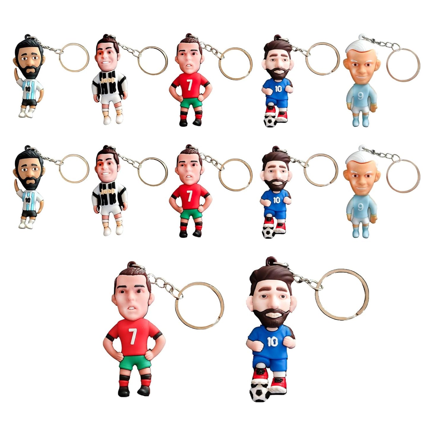 Soccer Star Figure Keyrings Player Figure Key Chain Perfect for Backpacks Bikes