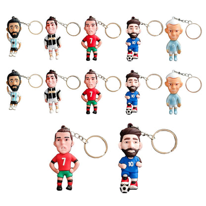 Soccer Star Figure Keyrings Player Figure Key Chain Perfect for Backpacks Bikes