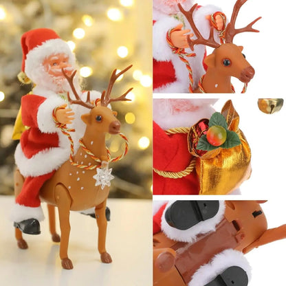 Budget Store UK Riding Santa Claus with Deer - Electric Moving Figure Musical Christmas Toy