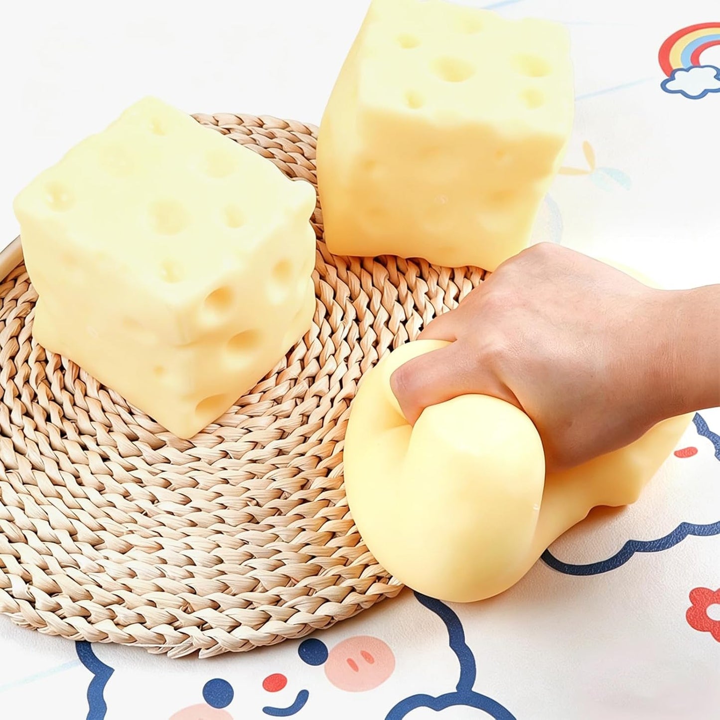 Giant Slow Rising Cheese Squishy – Soft Stress Relief Sensory Toy