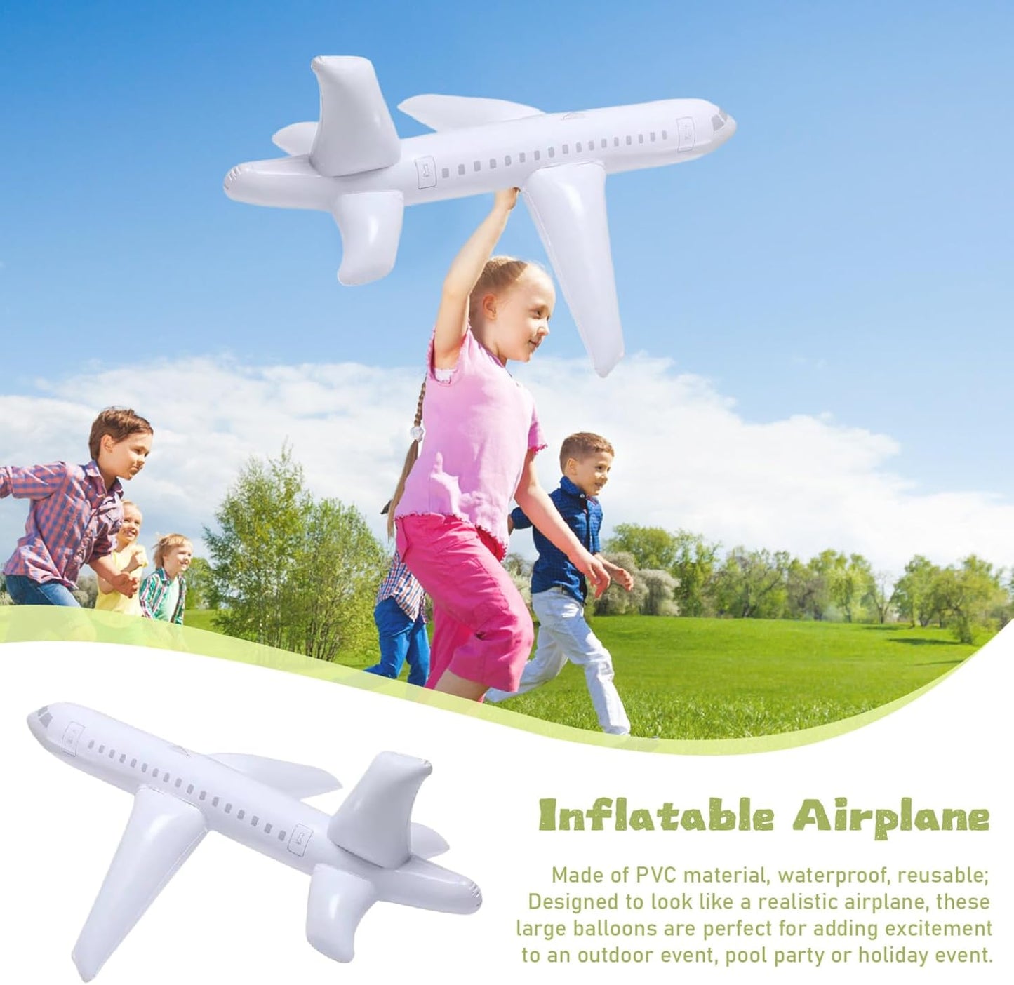 Large Balloon Airplane Toy – Foldable Aircraft Inflatable Flying Toy for Kids