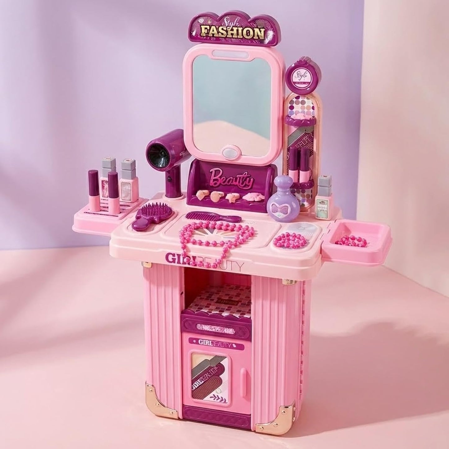 Portable Makeup Vanity Set for Girls with Mirror & Accessories