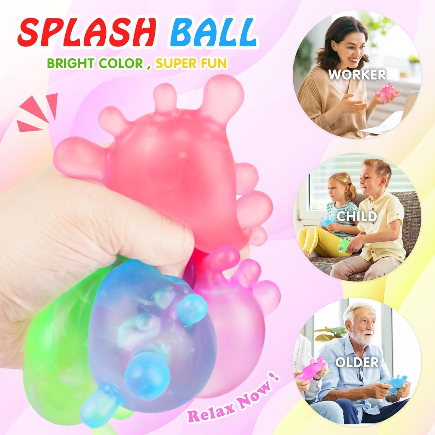 Splot Splat Squishy Stress Ball – Soft Colour Splash Fidget Toy