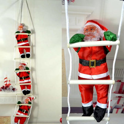 Climbing Santa Claus on Ladder Christmas Santa Doll Hanging Wall Ornaments