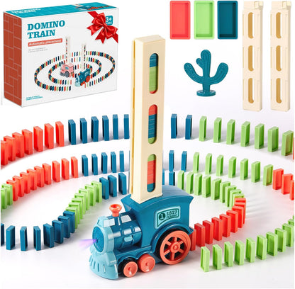 Domino Train Toys for Kids - Building Train Blocks Set Laying Toy Dominoes Games
