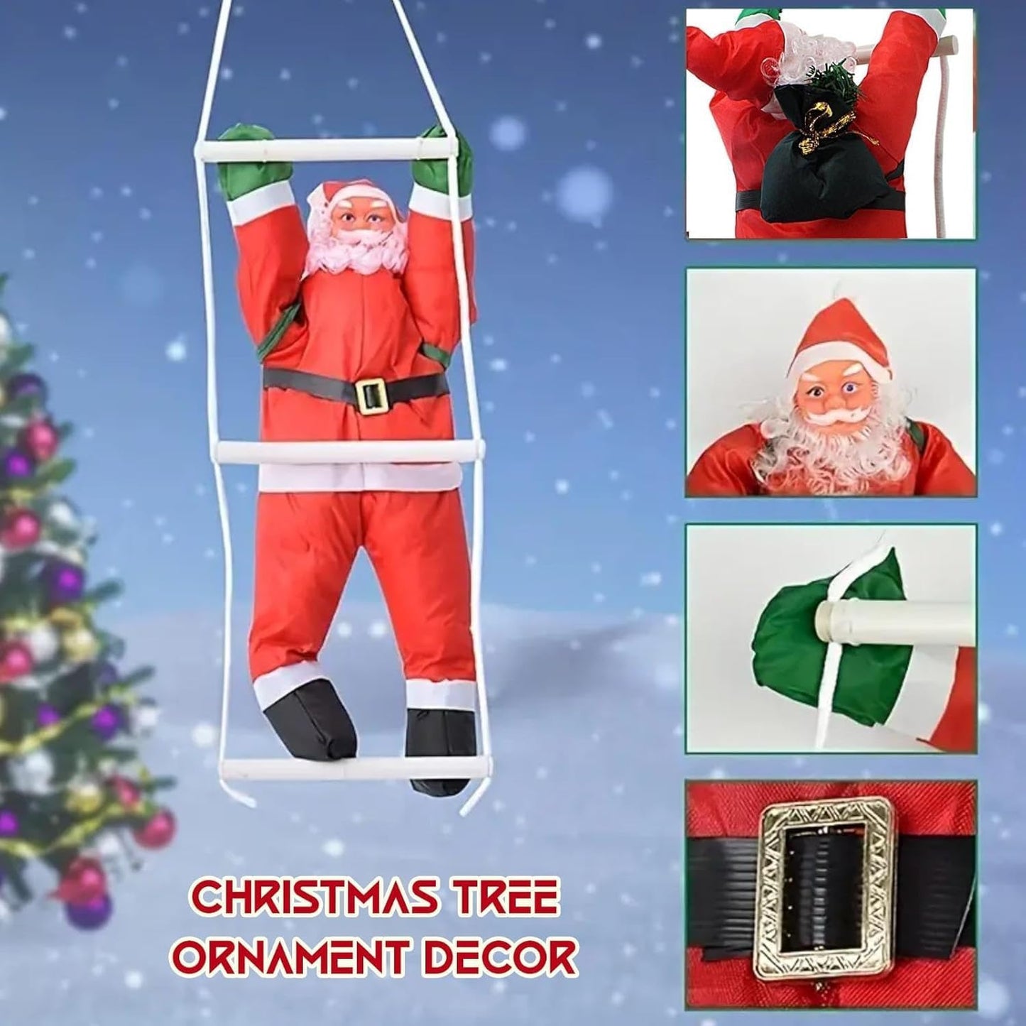 Budget Store UK Climbing Santa Figure - Lightweight Christmas Santa Hanging Decor for Holiday 60 cm
