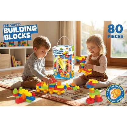 80PCS soft building blocks set for toddlers educational construction toy with colourful child-friendly stacking blocks