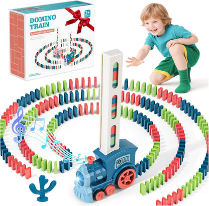 Domino Train Toys for Kids - Building Train Blocks Set Laying Toy Dominoes Games