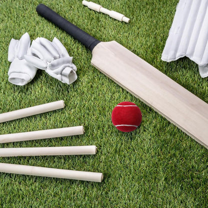 Outdoor Sports Play Kit Wooden Cricket Set Bat Ball & Wickets