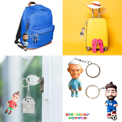 Soccer Star Figure Keyrings Player Figure Key Chain Perfect for Backpacks Bikes