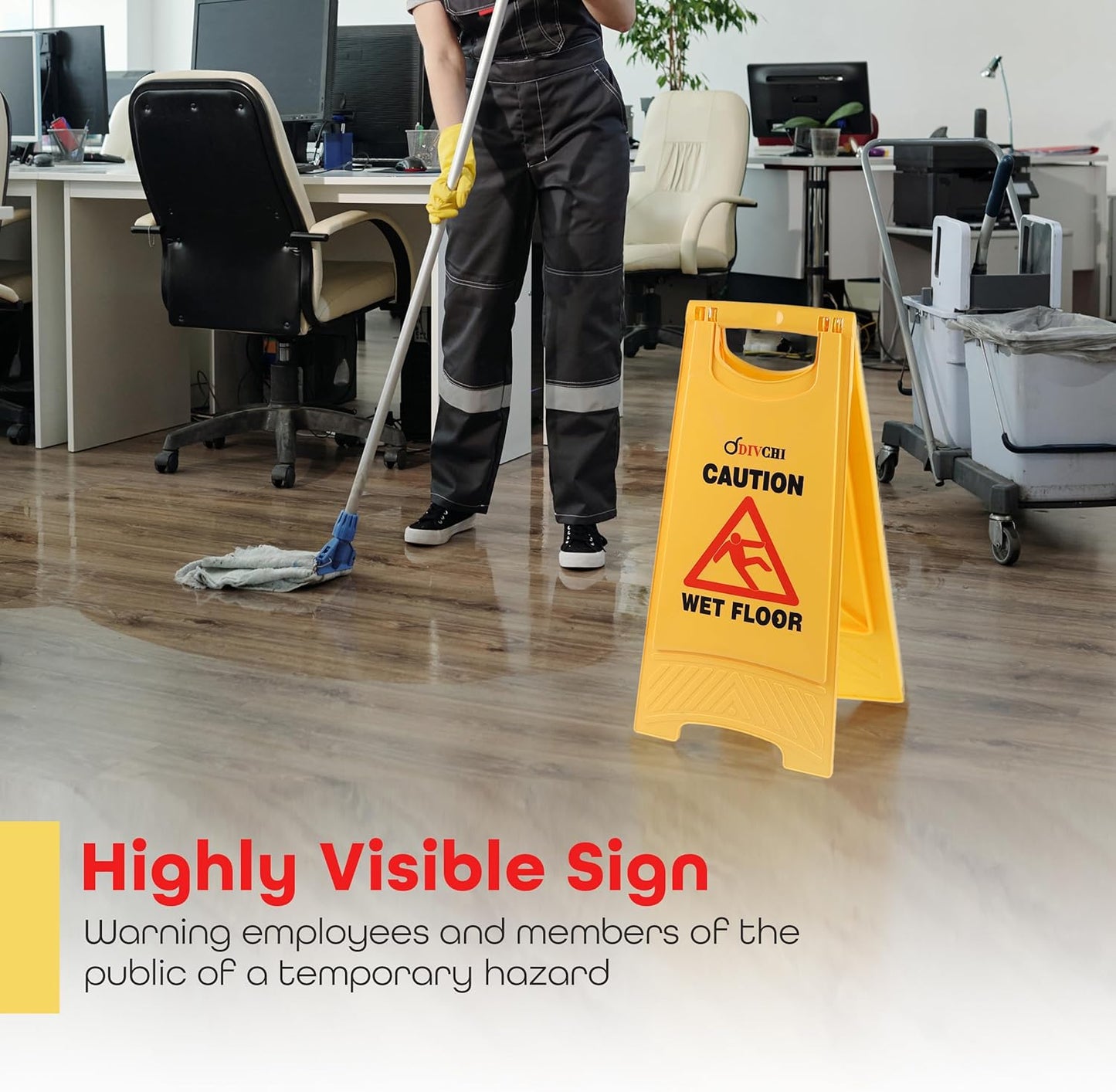 Cleaning Progress Caution Board Wet Floor Yellow Stand Safety Sign Board