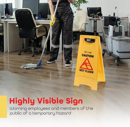 Cleaning Progress Caution Board Wet Floor Yellow Stand Safety Sign Board