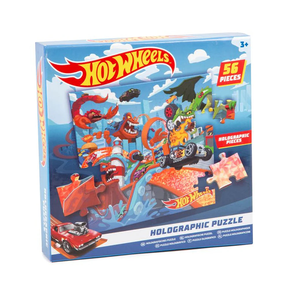 Hot Wheels Holographic Puzzle with 56 Pieces for Kids Fun