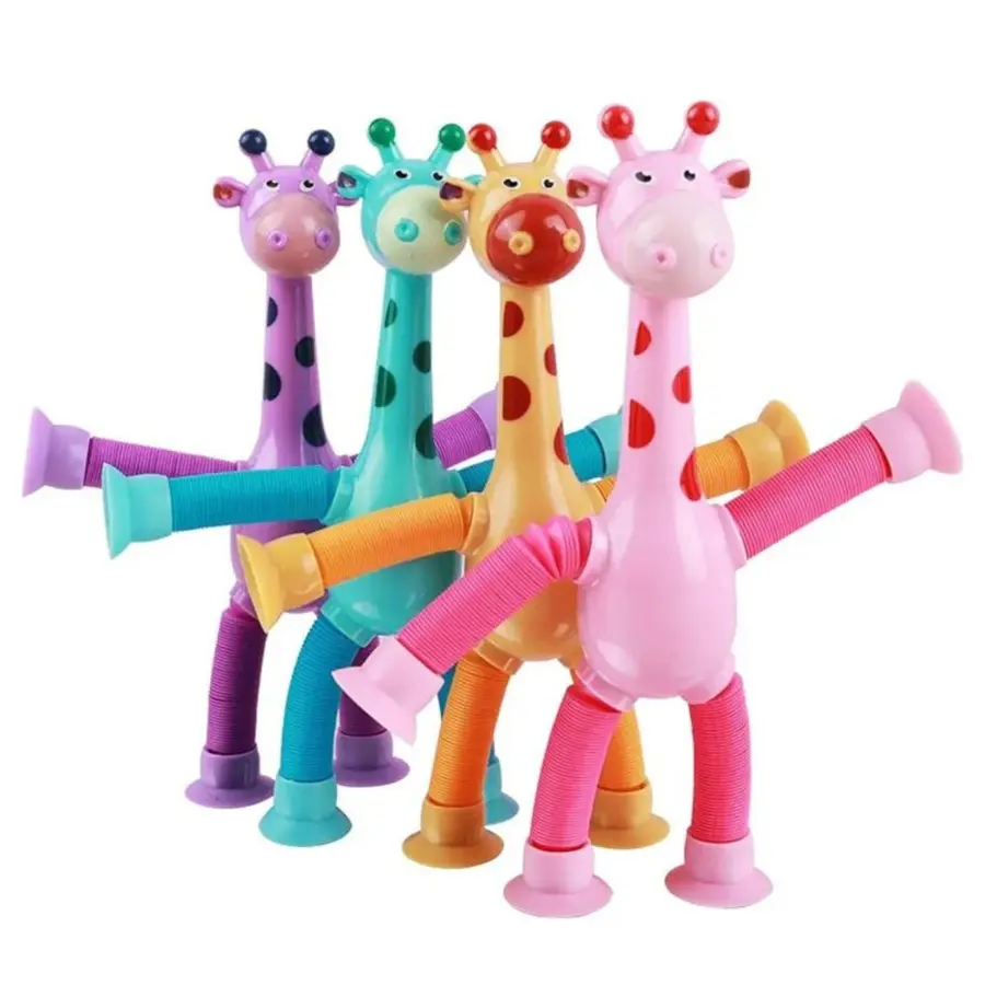 Animal Pop Tube Toy Set - Stretchable Giraffe & Telescopic Pop Toys | Budget Store UK