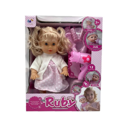 Baby doll with bottle comb and care accessories role play toy for girls realistic baby care play set